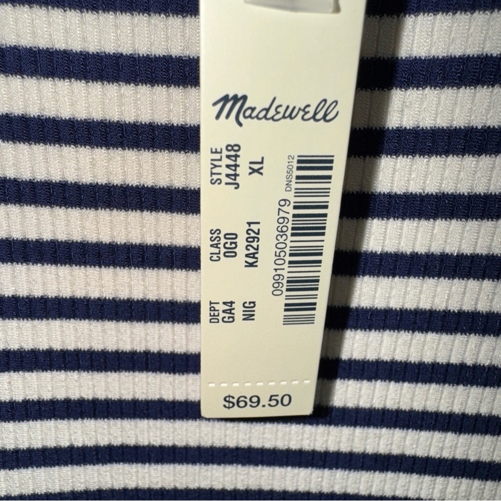 Madewell Navy Striped A line Knit Tank Dress - Picture 3 of 5